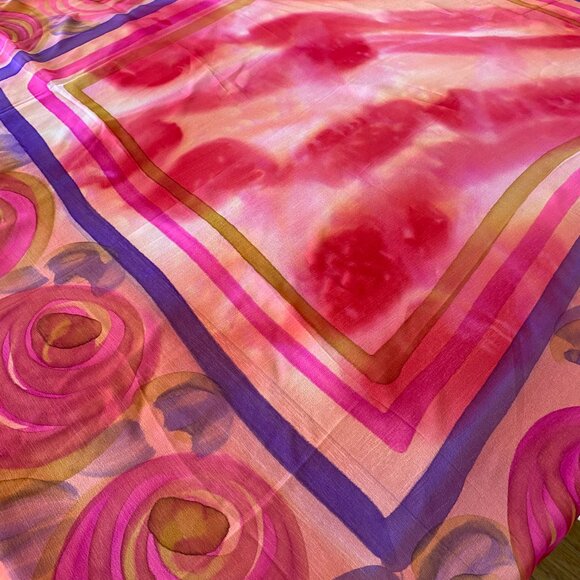 Vibrant Pink and Purple Rose Scarf - Picture 5 of 5